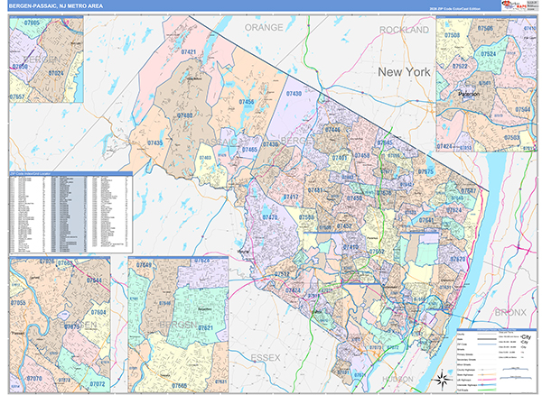 Bergen-Passaic Metro Area Wall Map